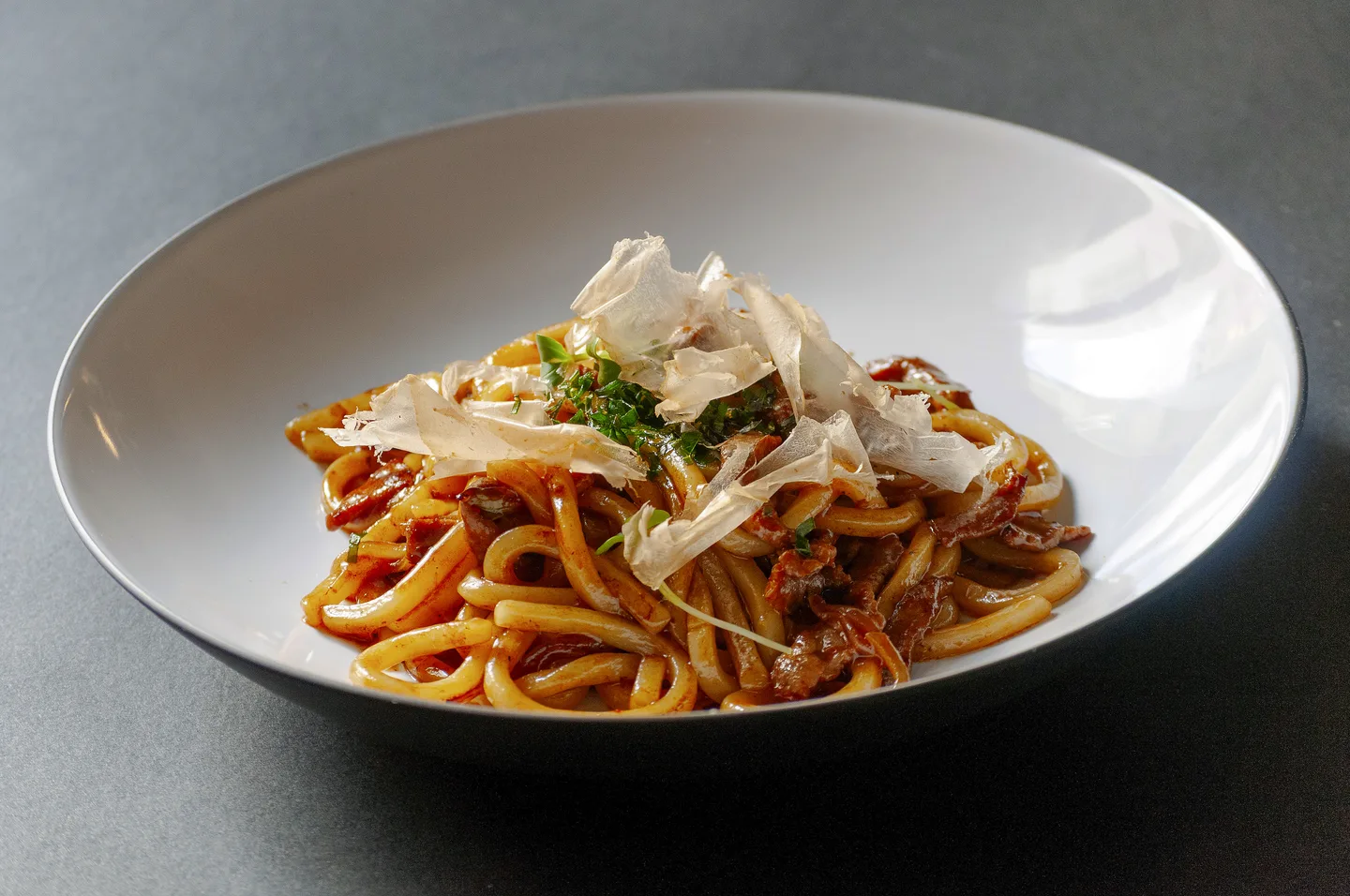 Udon manzo al pepe nero